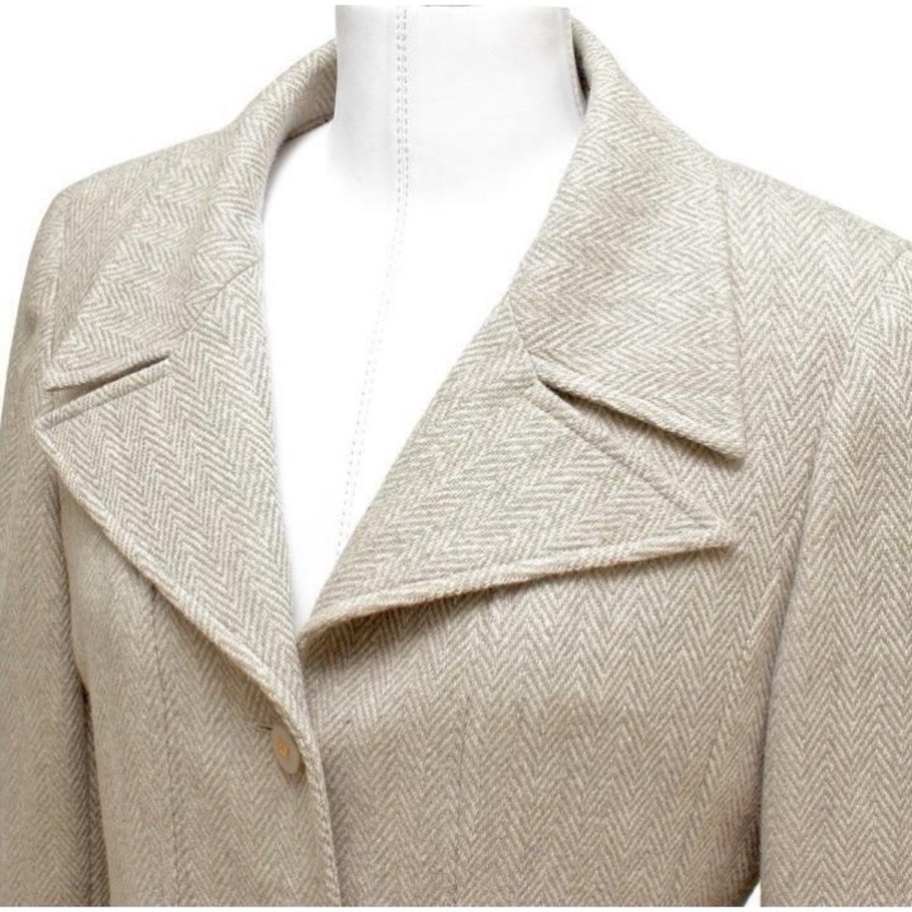 Chanel Jacket Blazer Beige Wool Blend Gold HW Long Sleeve 36 96A - Picture 5 of 8